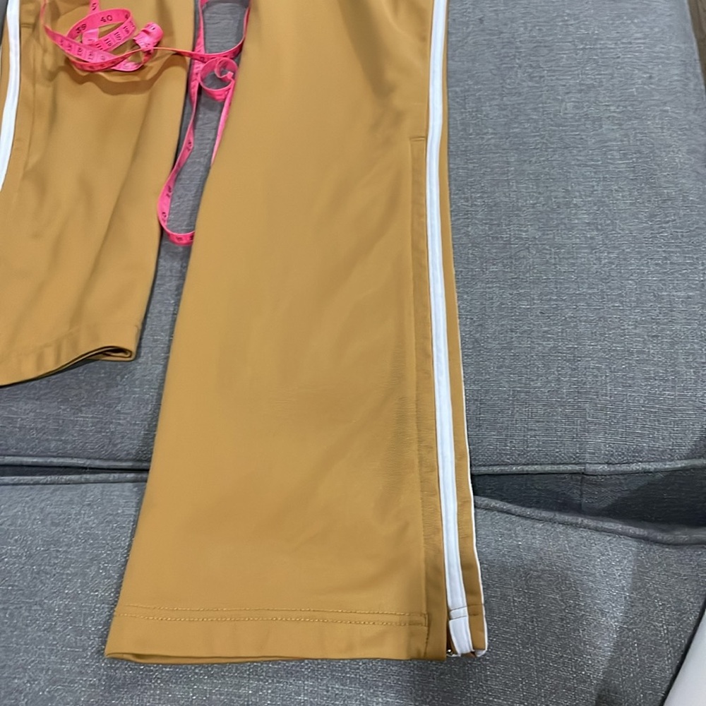 Adidas Track Pants in Gold with White Stripes slight flare - Picture 10 of 12
